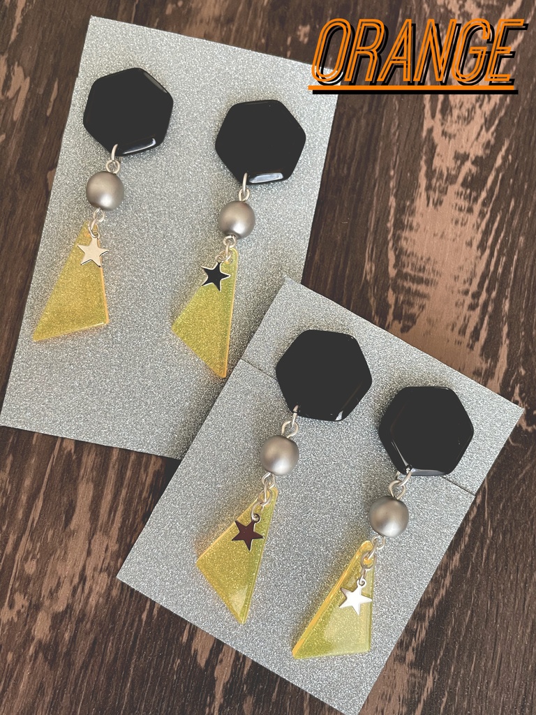 ネオンカラー幾何図形ピアス・イヤリング