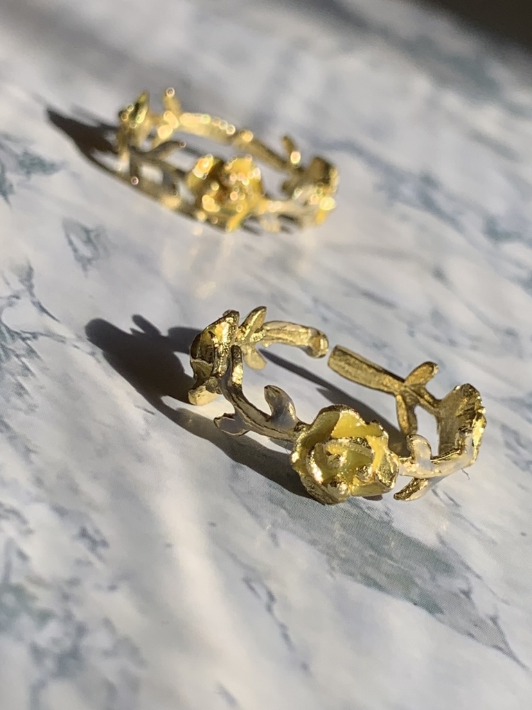 伊弉冉一二三 イエロー×グレーローズリング