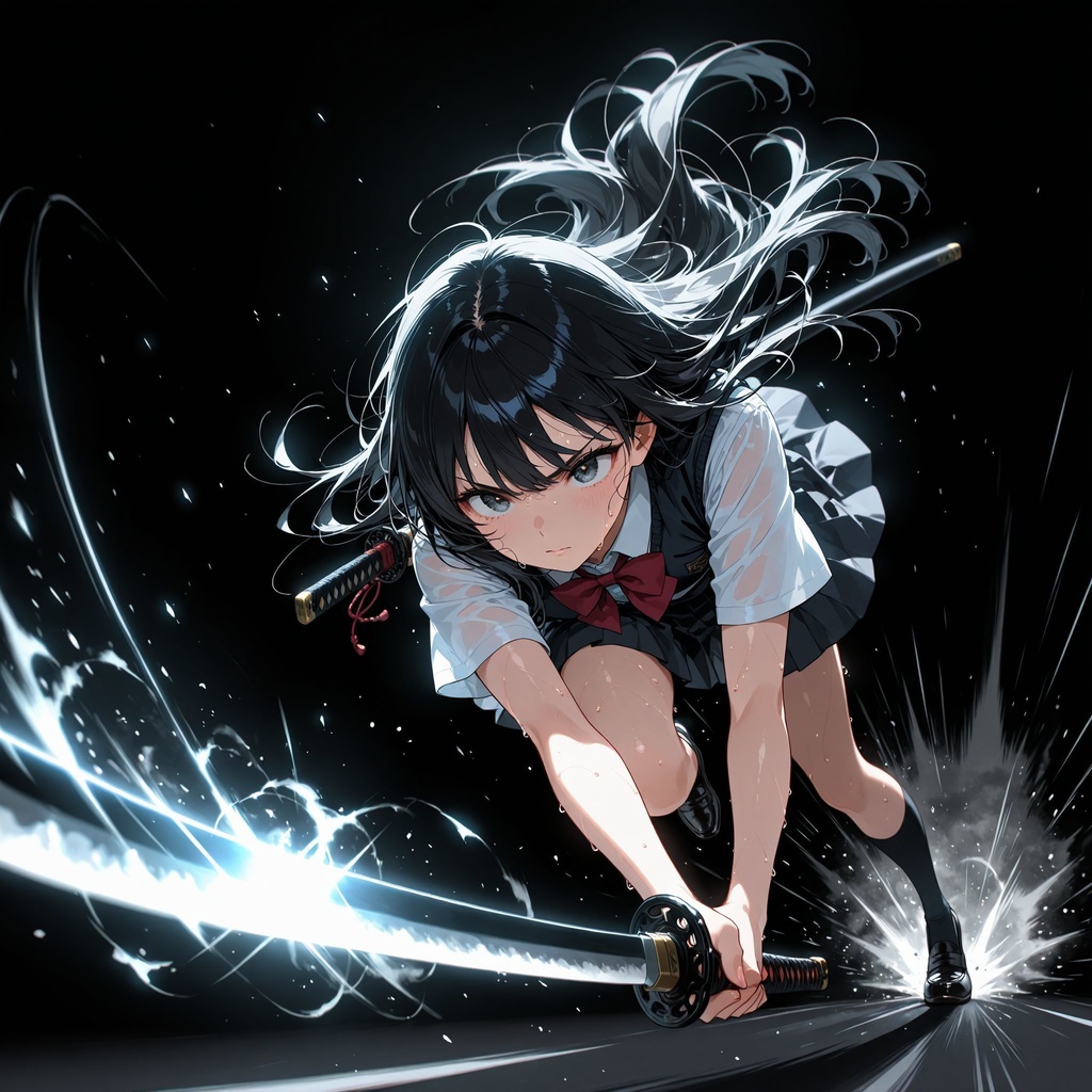 制服　正面　刀剣持ち