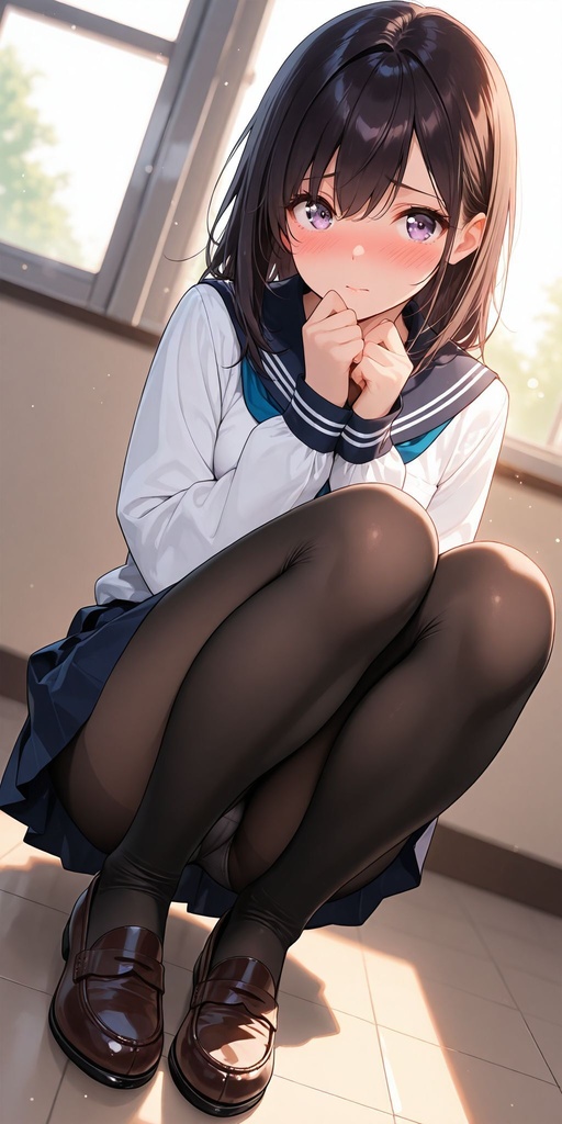 制服　正面　しゃがみ