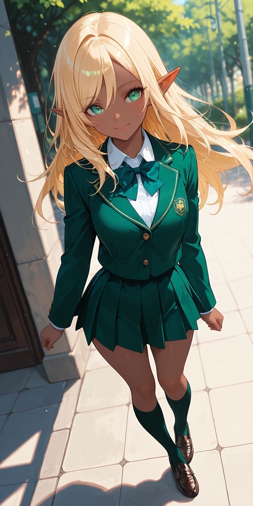 エルフ　制服　正面　立ち絵