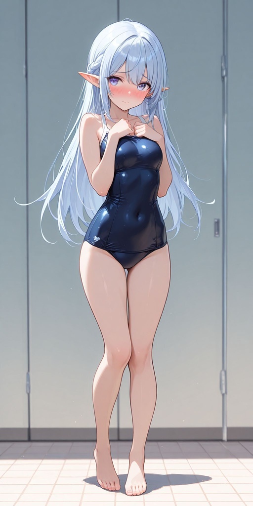 エルフ　スクール水着　正面　立ち絵