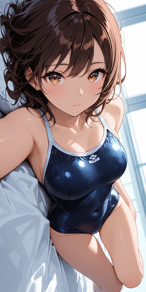 スク水 仰向け