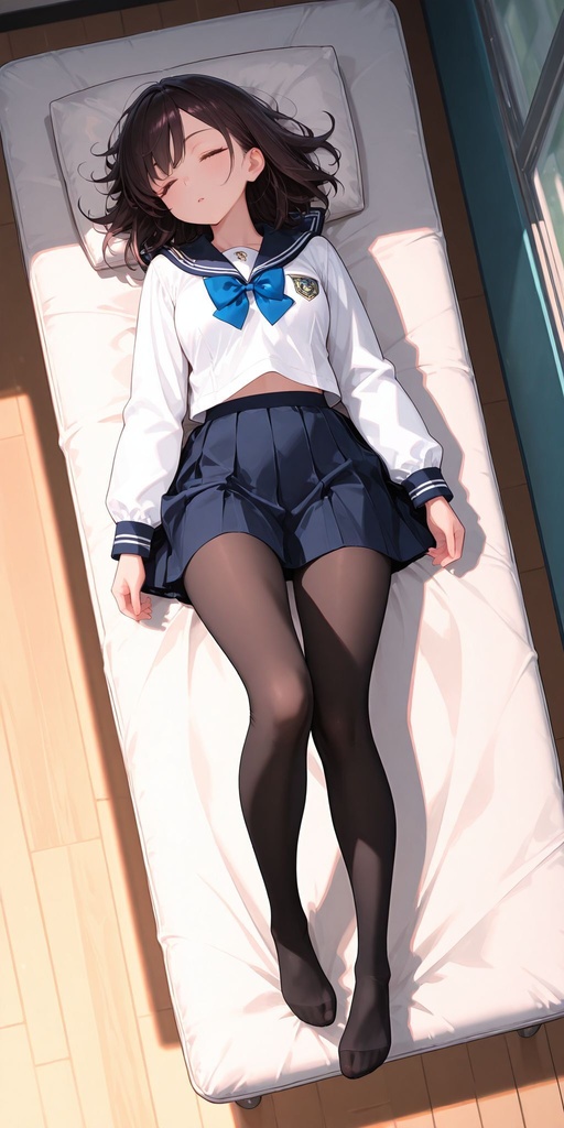 制服 仰向け