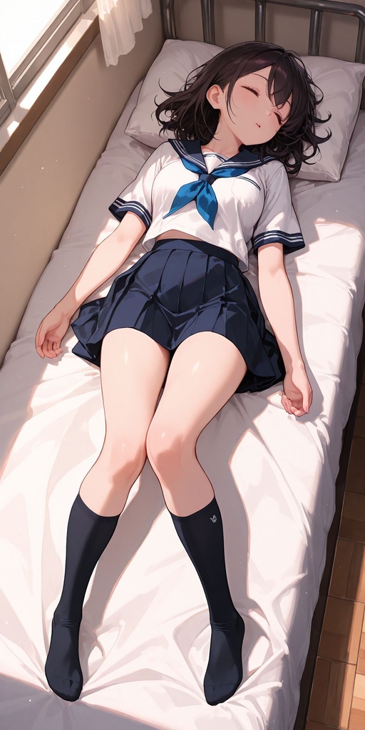 制服 仰向け