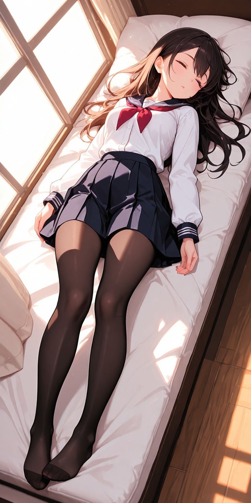 制服 仰向け