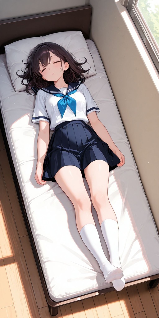 制服 仰向け