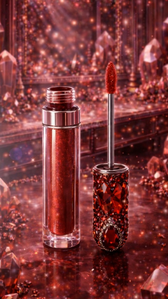 【ASMR / BGM用 映像素材】 Garnet Lipgloss Loop Video｜宝石コスメ 無音映像