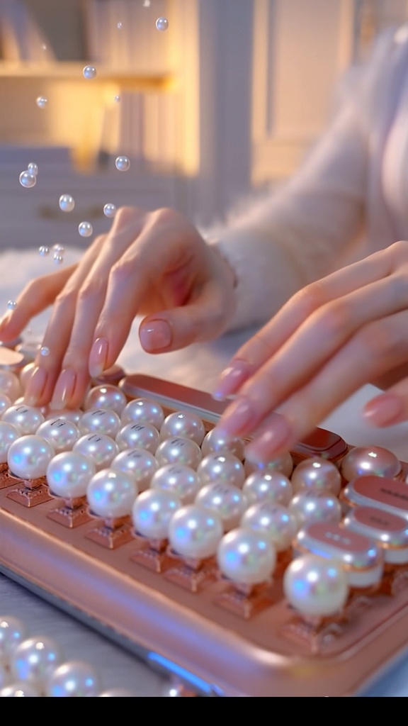 【ASMR / BGM用 映像素材】Pearl Keyboard Loop Video|自然キーボード 無音映像