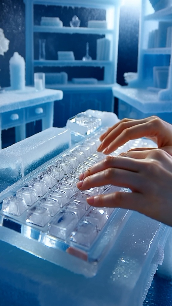 【ASMR / BGM用 映像素材】Ice Keyboard Loop Video|自然キーボード 無音映像