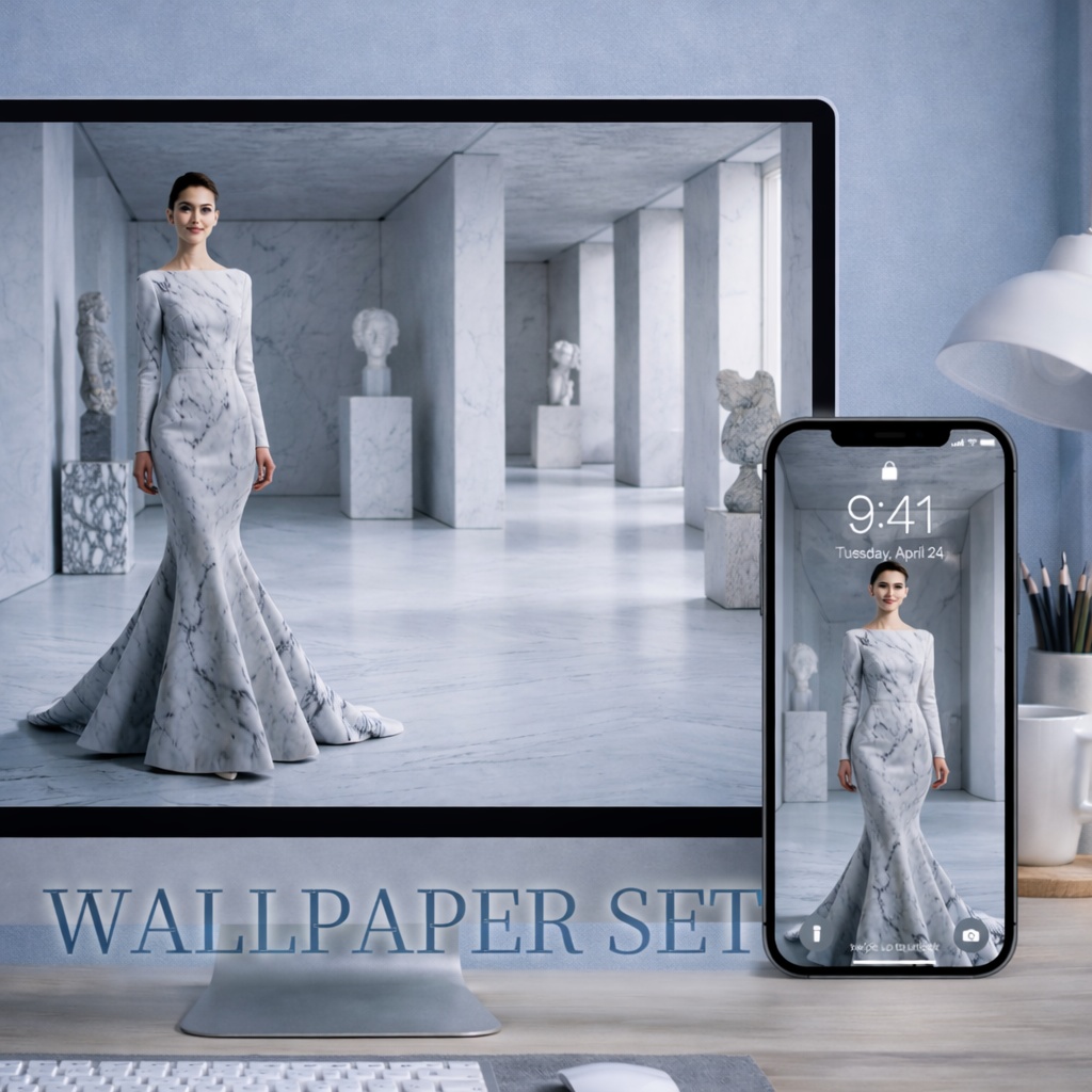 幻想ドレス 壁紙セット - Marble -｜PC＆スマホ対応 Fantasy Dress Wallpaper Set