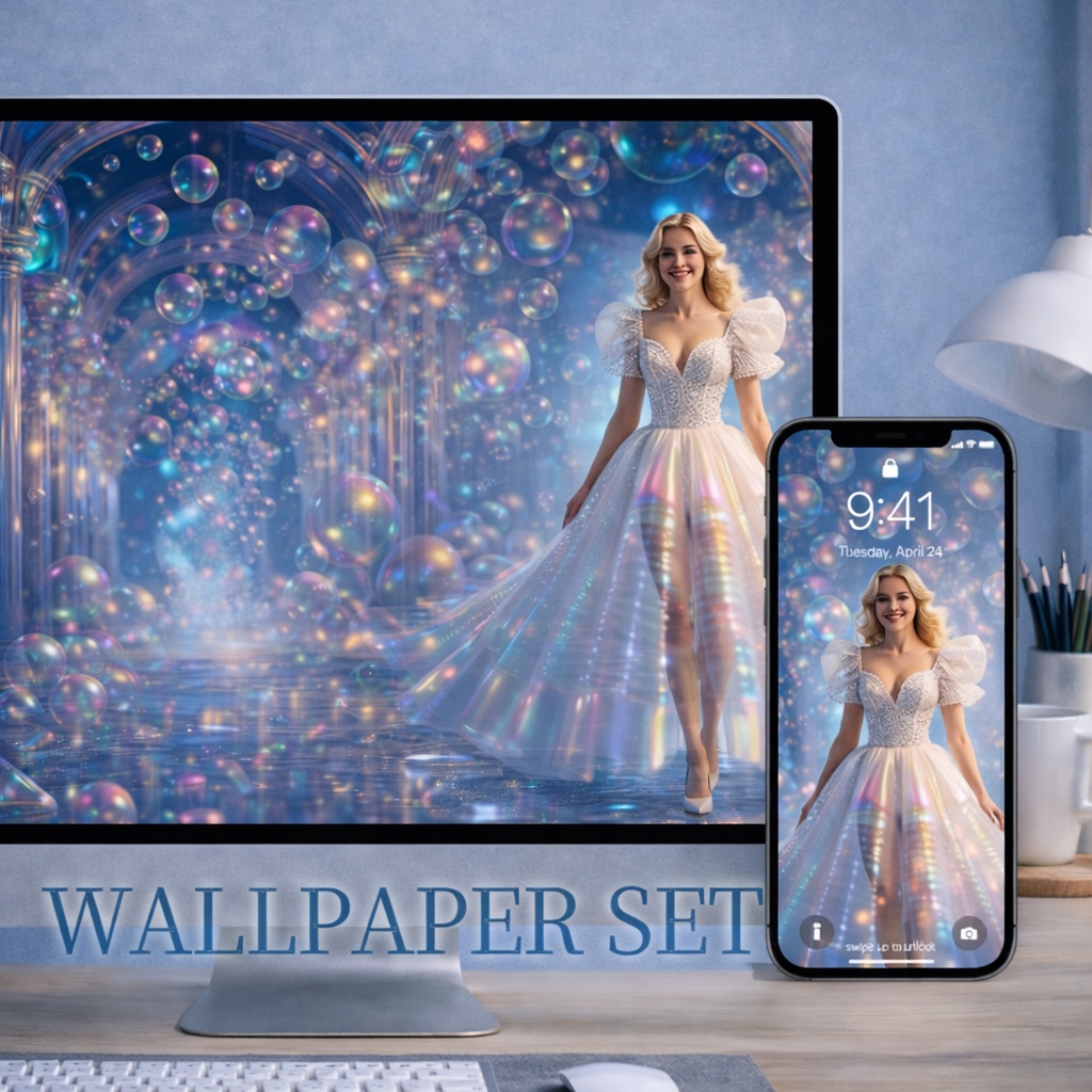 幻想ドレス 壁紙セット - Shabon -｜PC＆スマホ対応 Fantasy Dress Wallpaper Set