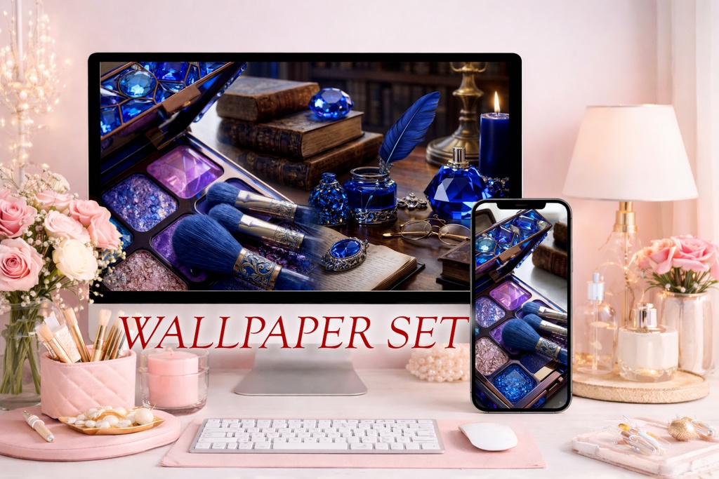 宝石コスメ 壁紙セット - Sapphire Eyeshadow -｜PC＆スマホ対応
