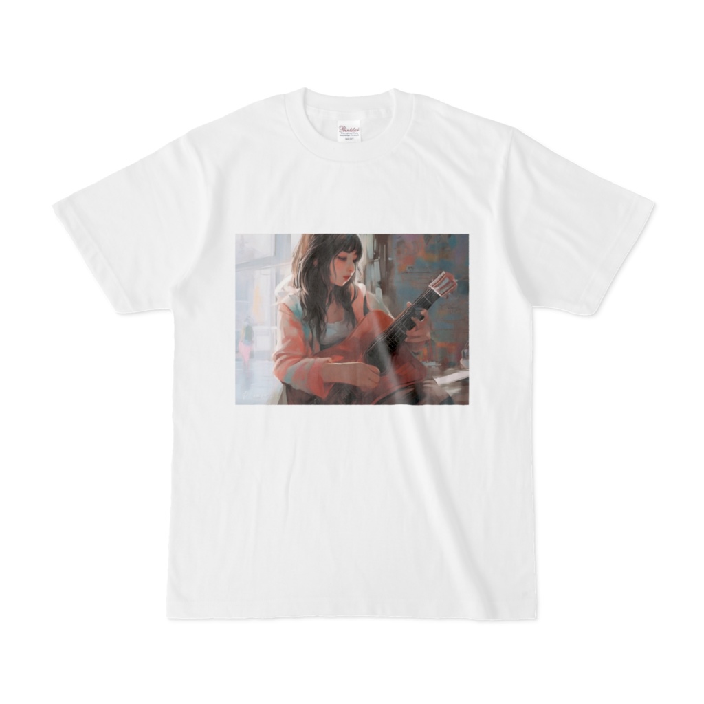 【限定7着】 print T-shirts ”please..." ギターを弾く女の子のTシャツ
