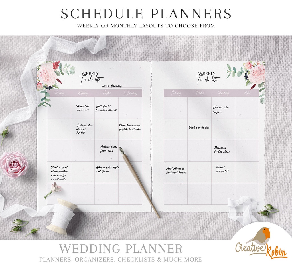 PRINTABLE Wedding Planner & Wedding Organizer | Wedding Checklist PDF | Maid of Honor Planner | 135 Pages