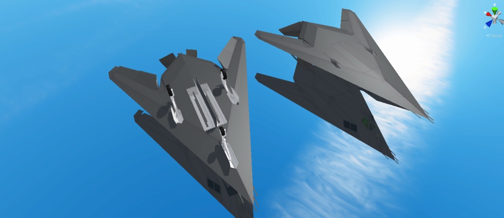 あぷでによりプレハブを置くだけで飛ばせなくなったF-117っぽいもの