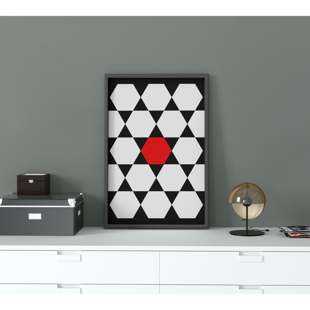 六角形幾何学模様ポスター/モダンデザイン/A4・A3・A2対応/ダウンロード版