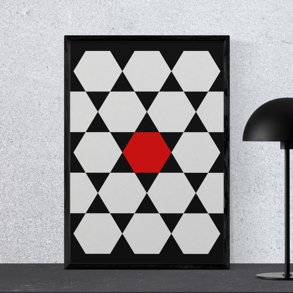 六角形幾何学模様ポスター/モダンデザイン/A4・A3・A2対応/ダウンロード版