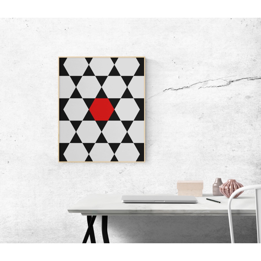 六角形幾何学模様ポスター/モダンデザイン/A4・A3・A2対応/ダウンロード版