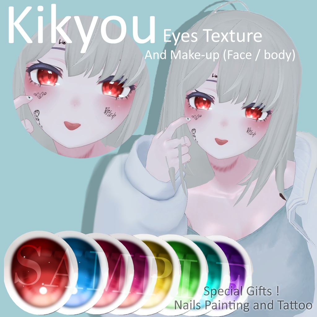 「桔梗」Dazzling Eyes Texture and Make-up (Body and Face) For Kikyo