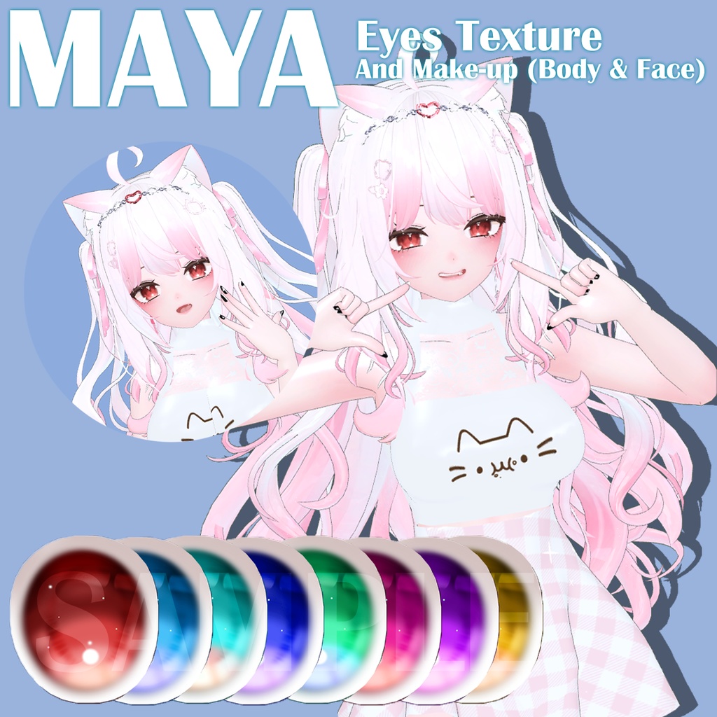 「舞夜」Dazzling Eyes Texture and Make-up (Body and Face) For Maya