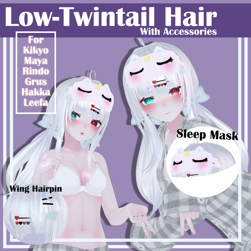 (PB) Low-Twintail Hair with Accessories