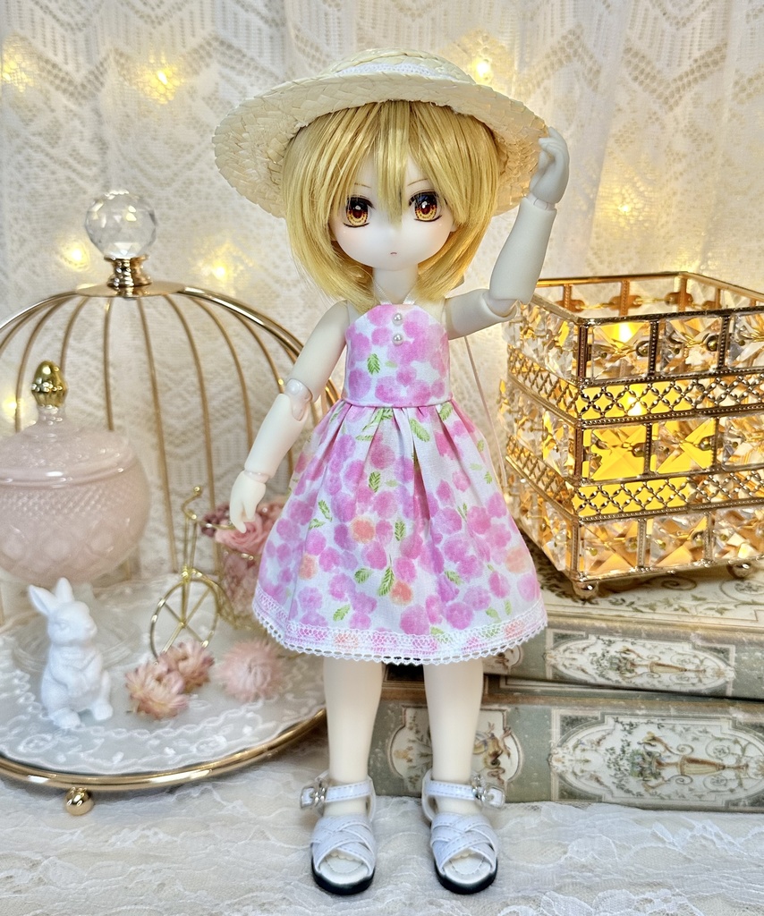 水彩風花柄サマーワンピ