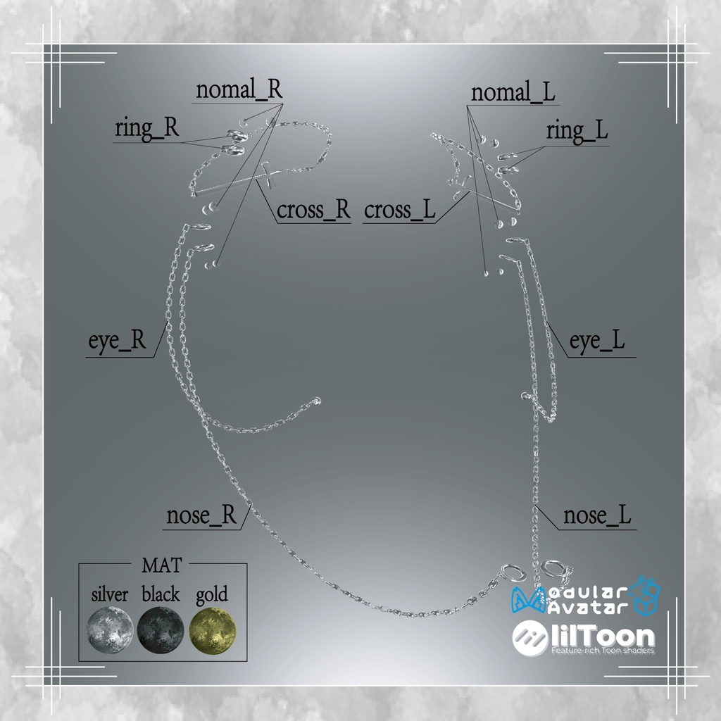 【3アバター対応】Beast Chain Earrings MA設定済