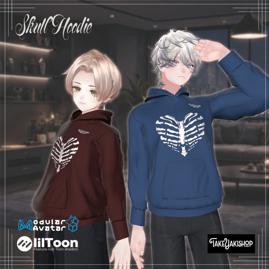 【10アバター対応】スカルパーカー