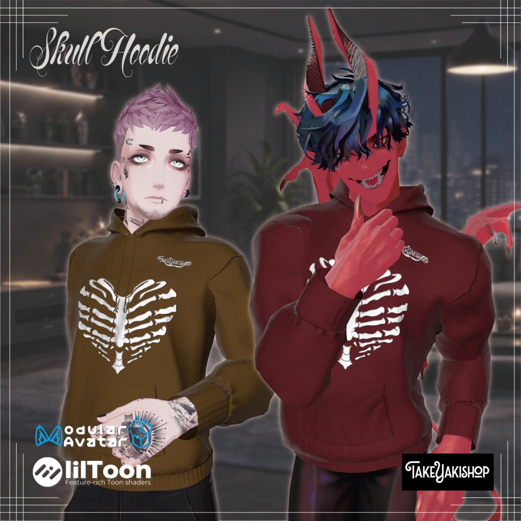 【10アバター対応】スカルパーカー