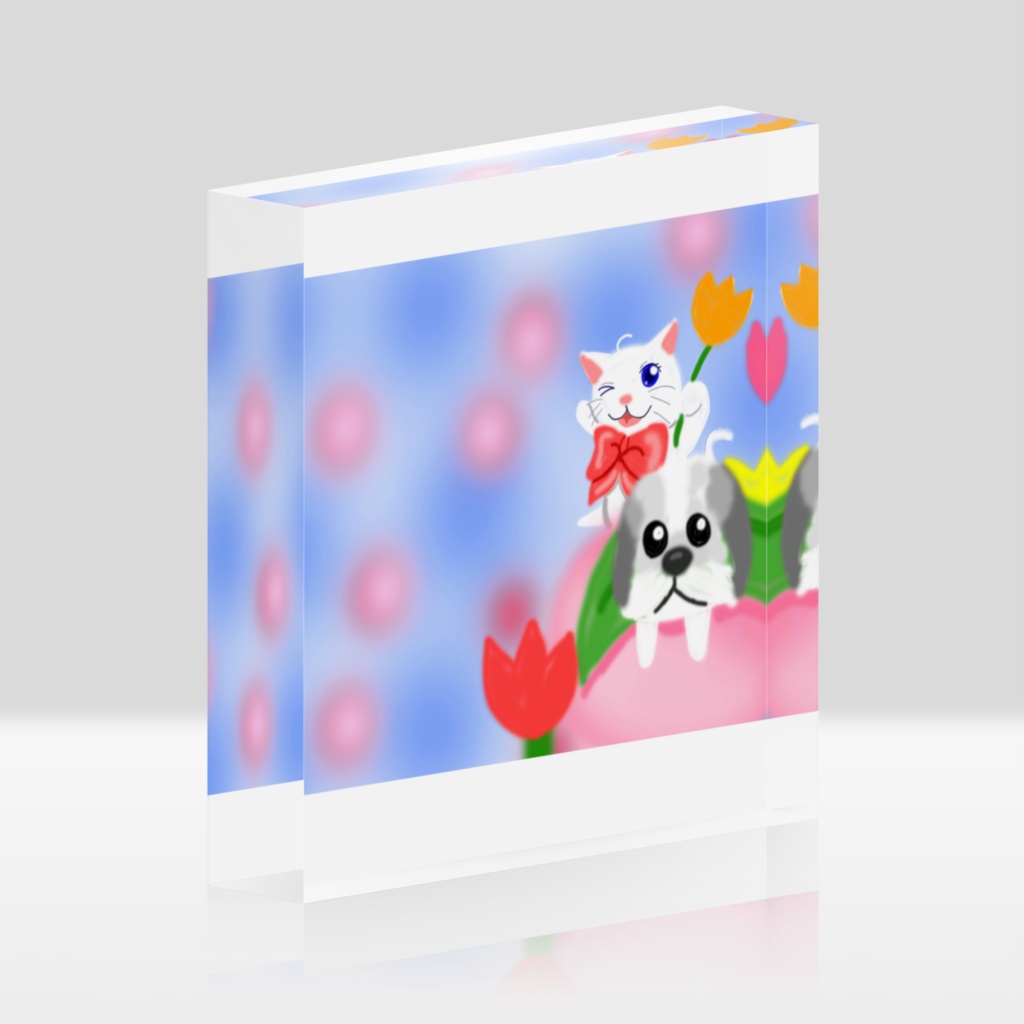 しろねこちゃんとシーズーくん(春) アクリルブロック