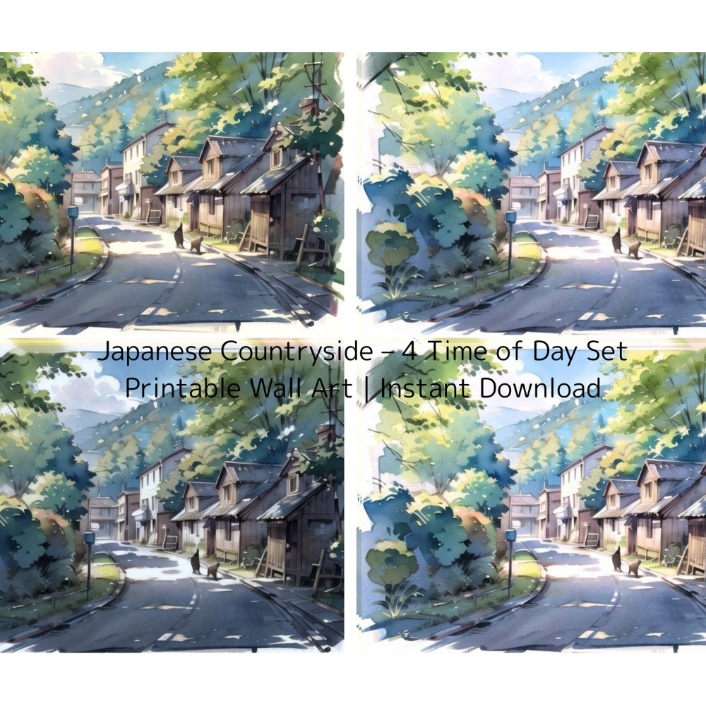 日本の田舎風景アート
