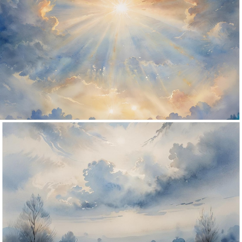 空と光のものがたり – 水彩ファンタジー背景6枚セット