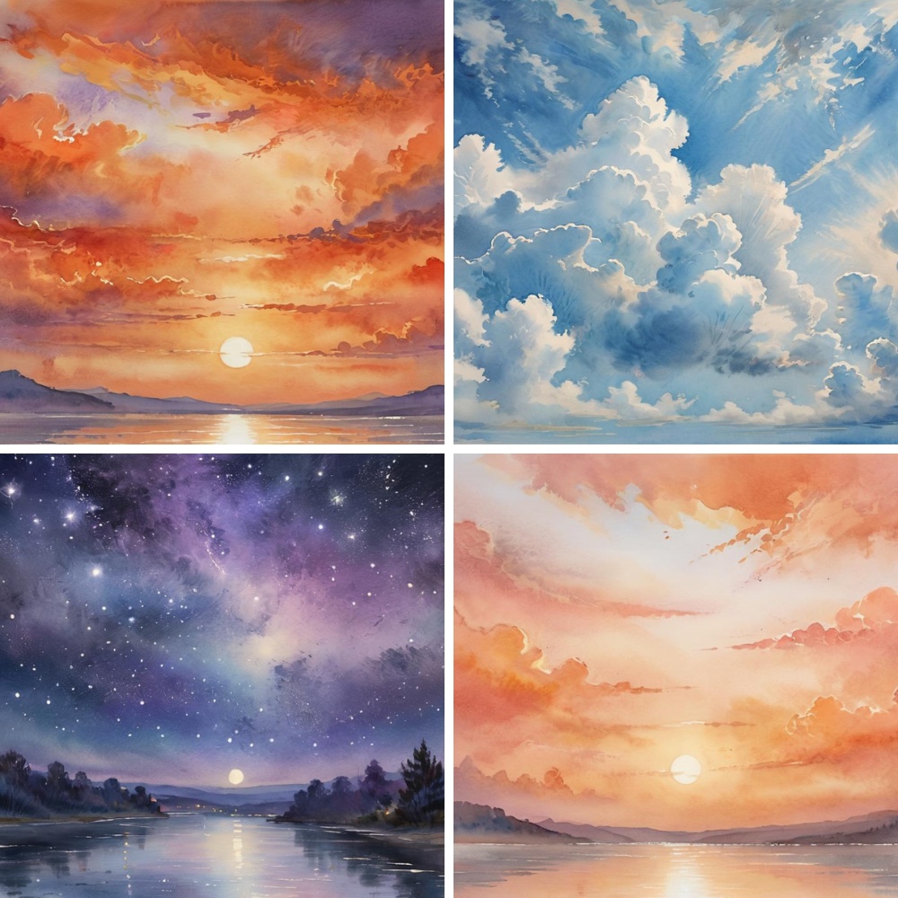 空と光のものがたり – 水彩ファンタジー背景6枚セット