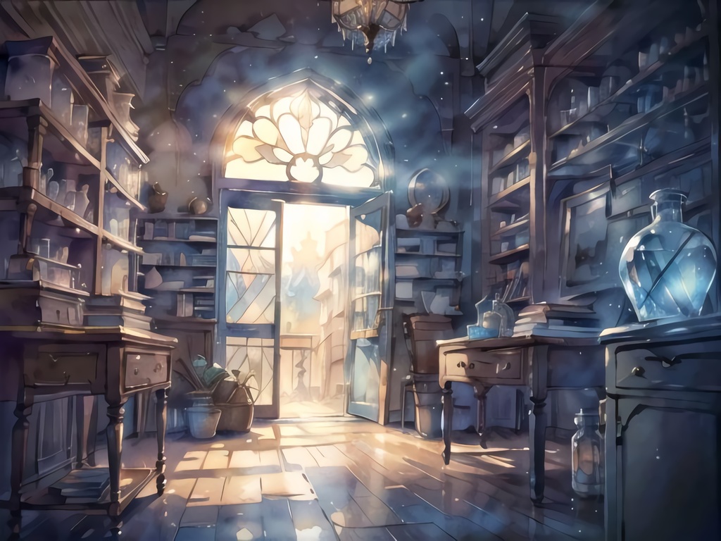幻想図書館と錬金術研究室の背景素材セット(全10枚)