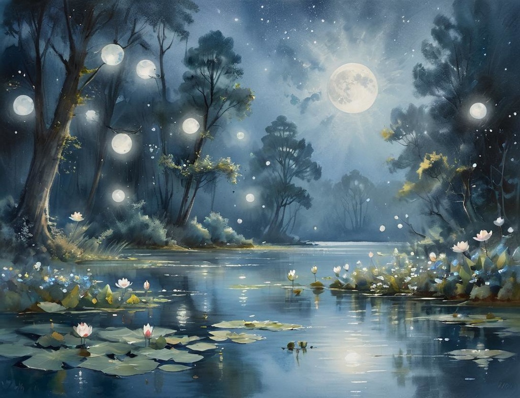 【幻想風景素材】Moonlit Forest|夜と森の背景6枚セット(4000×3000px)