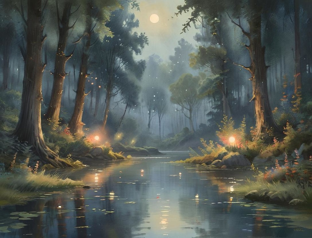 【幻想風景素材】Moonlit Forest|夜と森の背景6枚セット(4000×3000px)