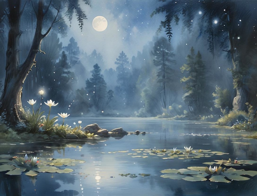 【幻想風景素材】Moonlit Forest|夜と森の背景6枚セット(4000×3000px)