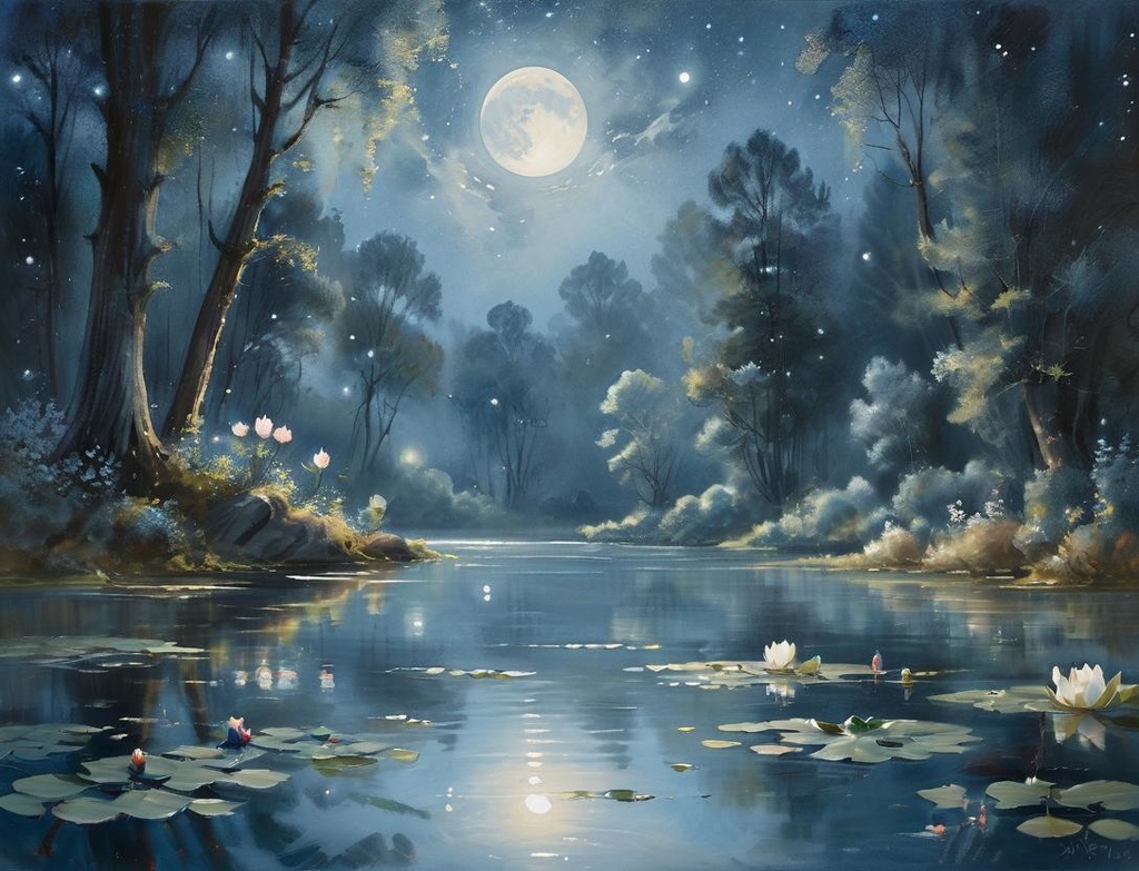 【幻想風景素材】Moonlit Forest|夜と森の背景6枚セット(4000×3000px)