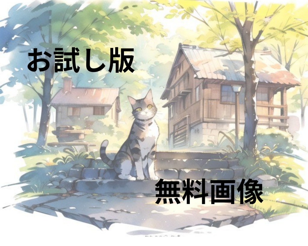  【1週間限定】猫と巡る町並み – 癒しの風景素材（1枚）