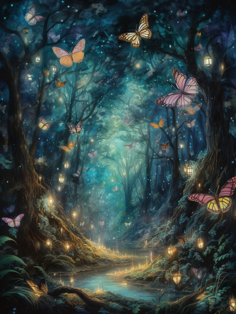 幻想の蝶たち|水彩ファンタジー背景素材 & 動画セット(TikTok公開作品)