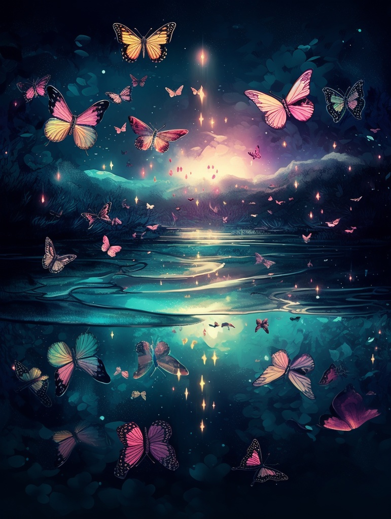 幻想の蝶たち|水彩ファンタジー背景素材 & 動画セット(TikTok公開作品)