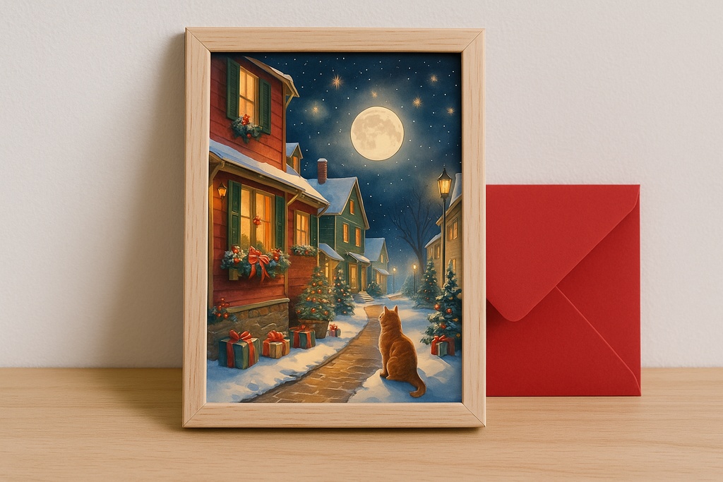 Pixel Veranda クリスマスの猫と雪の街（PNG 3サイズセット）
