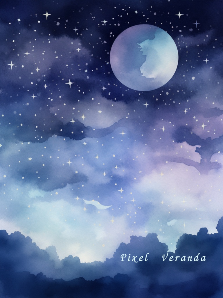 Night Sky Series – 水彩で描いた幻想の星空背景 4枚セット