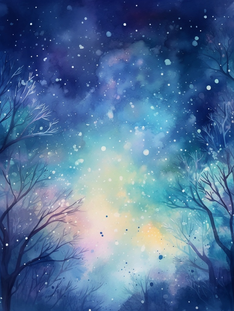 Winter Dreamscape – 幻想の雪夜背景素材セット(6枚) 幻想的な雪の結晶と冬空の背景コレクション