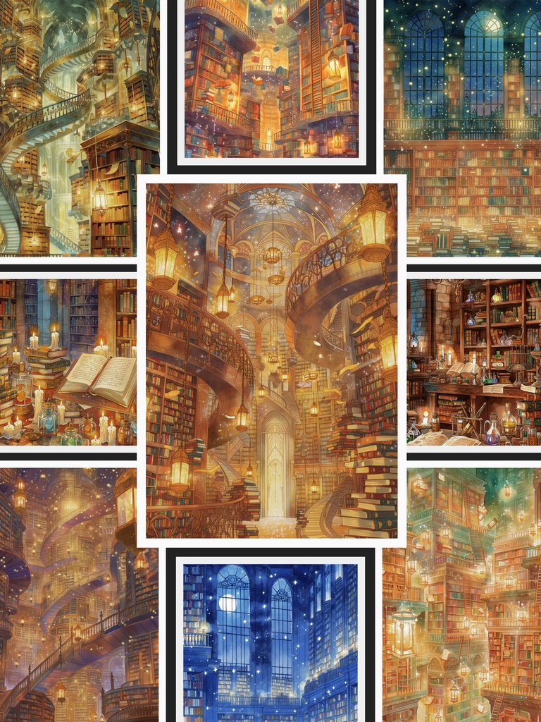 幻想魔法図書館＆研究室 背景素材23枚セット TRPG・配信・動画素材