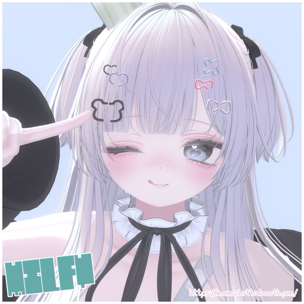 【Free】ローポリヘアピン🐻ミルフィモチーフ🩹支援版おまけ付き♡