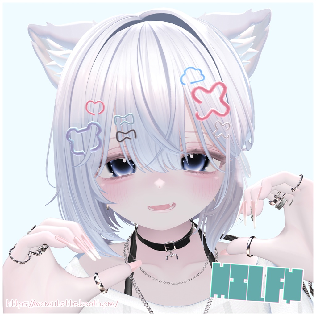 【Free】ローポリヘアピン🐻ミルフィモチーフ🩹支援版おまけ付き♡