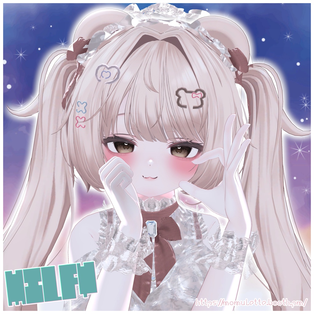 【Free】ローポリヘアピン🐻ミルフィモチーフ🩹支援版おまけ付き♡