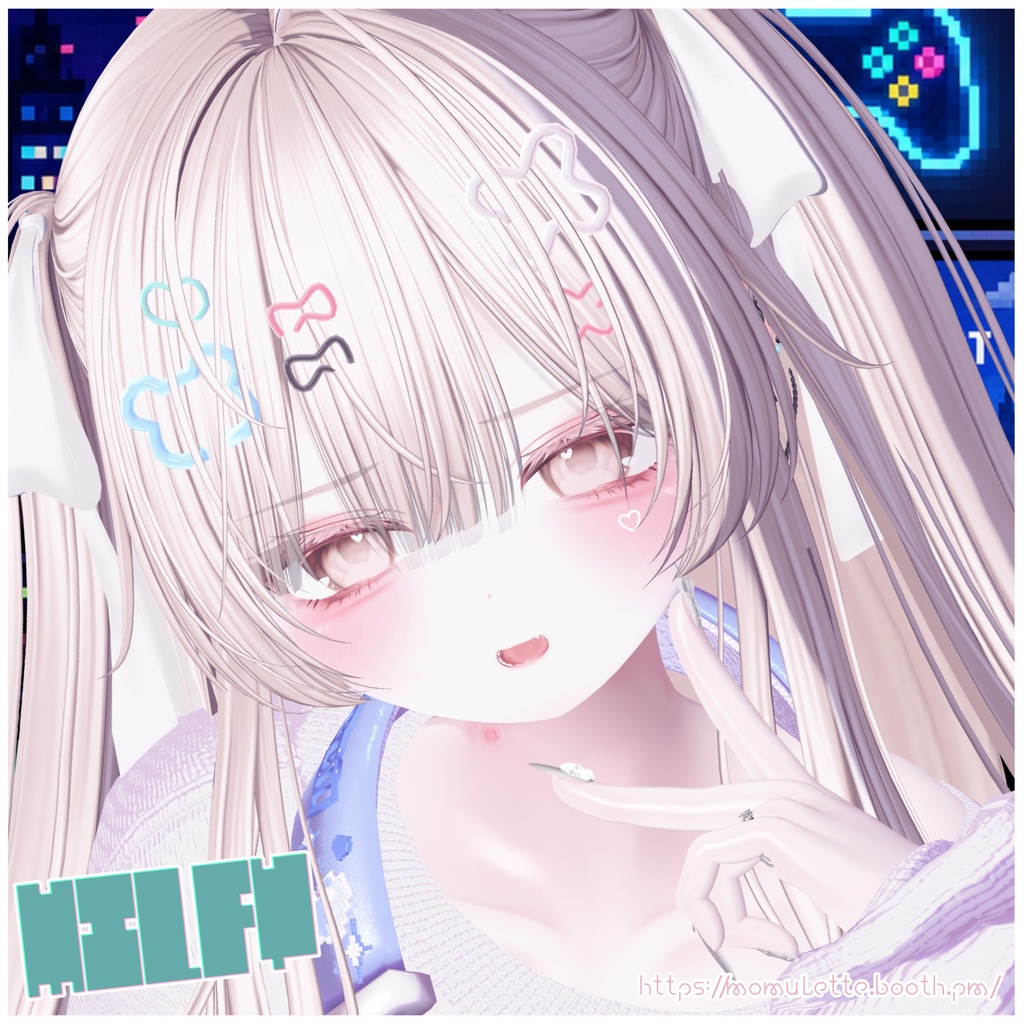 【Free】ローポリヘアピン🐻ミルフィモチーフ🩹支援版おまけ付き♡
